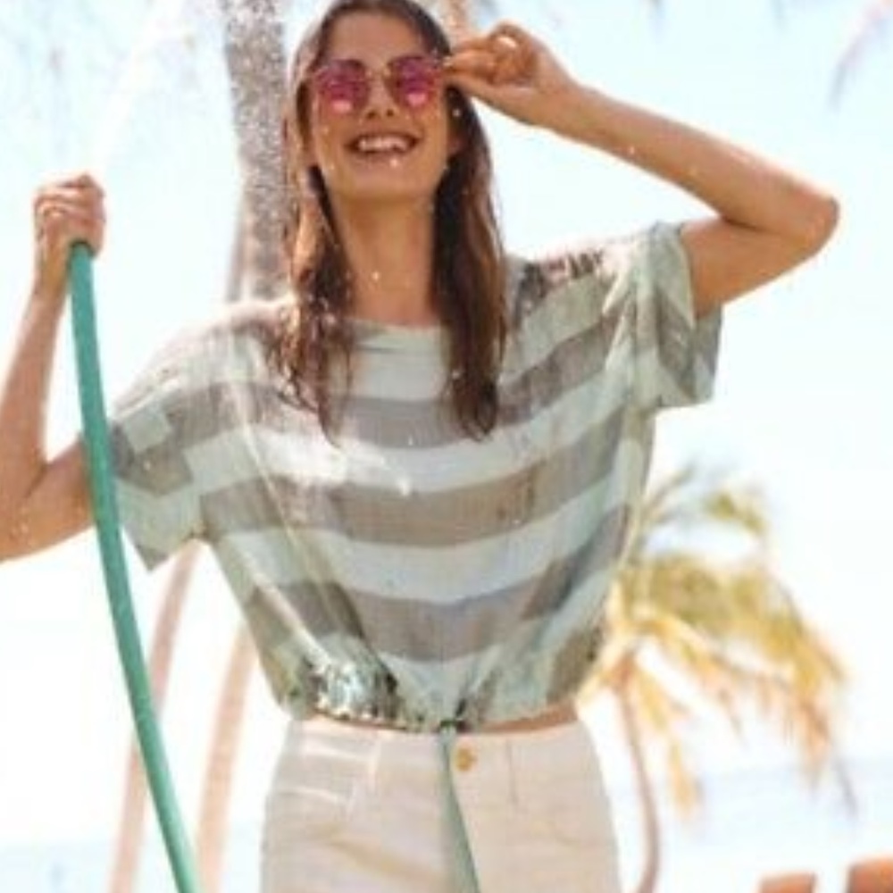 ANTHROPOLOGIE AKEMI KIN STRIPED BREEZY TOP M
